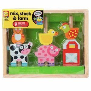 Alex Little Hands Mix, Stack & Farm Wooden Playset